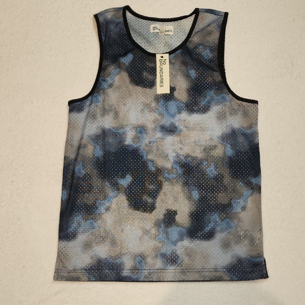 No Boundaries Blue and Black Patterned Tank Top